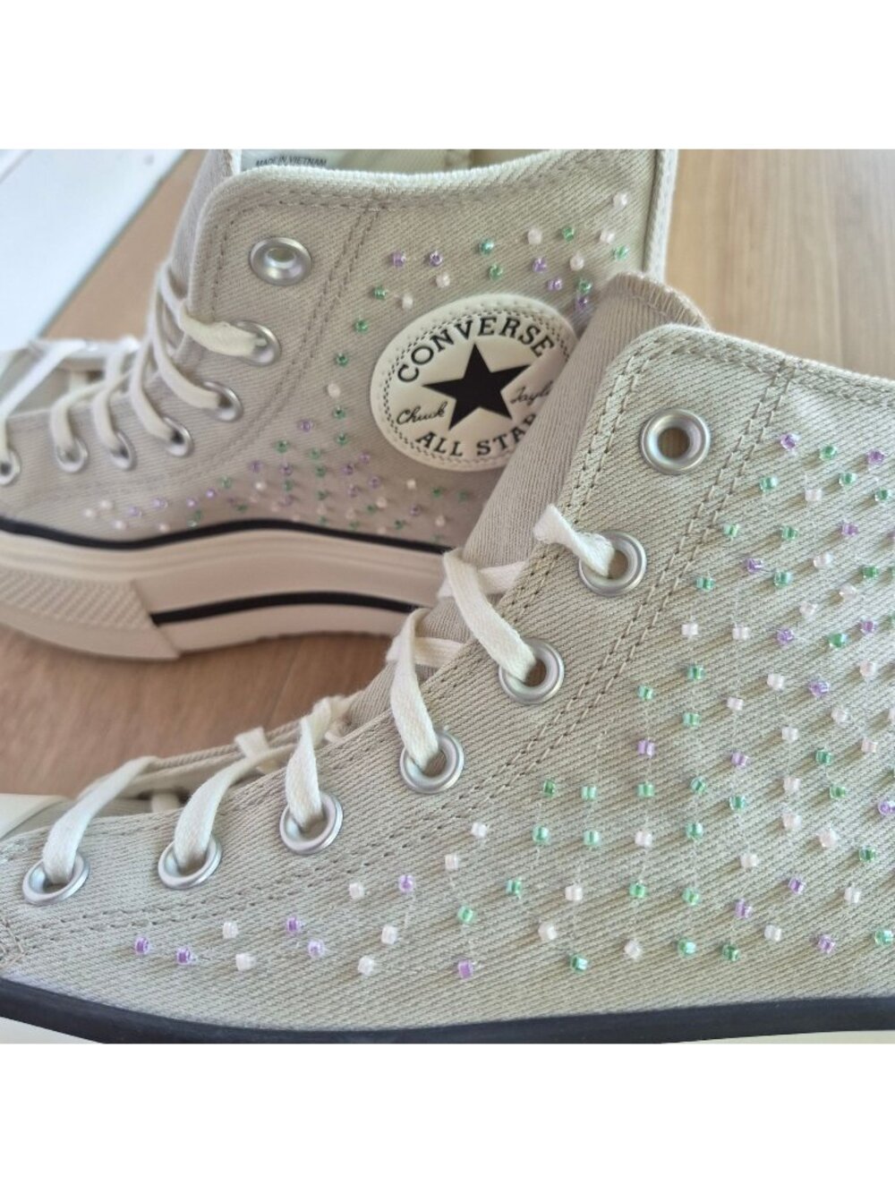 ⭐Converse Chuck Lift Double Stack Beading Sz 5.5 Mens shoes Sneaker Gray A19339C